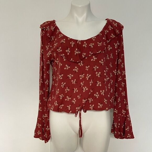 American Eagle Boho Flare Sleeve Floral Elastic waist Top - Picture 1 of 10